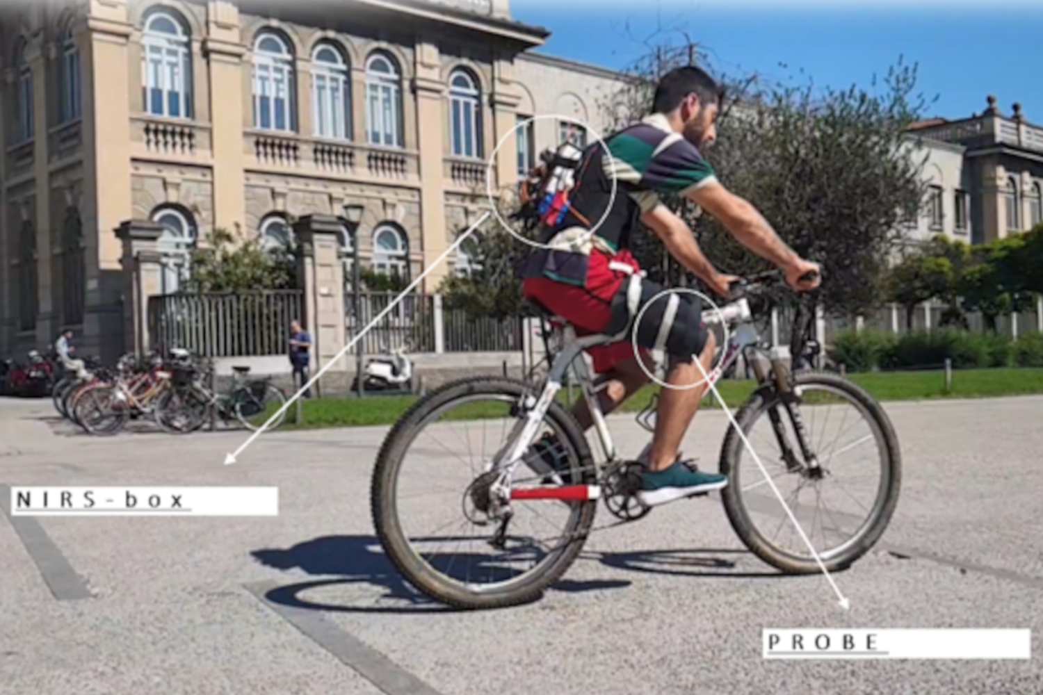 Through the development of our portable TD-NIRS device, we made a lot of challenging tests. Here is a bike riding exercise, with an early prototype of the NIRSBOX as a backpack, in a hot and sunny day in Milano.